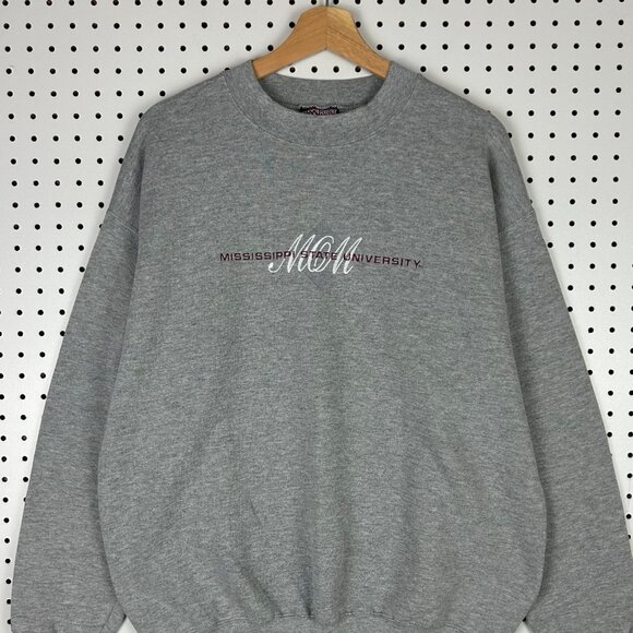 Mississippi State MOM Crewneck Large Gray Jansport Sweatshirt Vintage Stitched - Picture 2 of 6